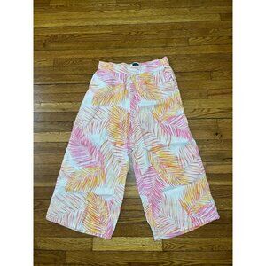 Tahari Linen Capri Pants Women's Size XL Pull On Stretch Colorful Tropical